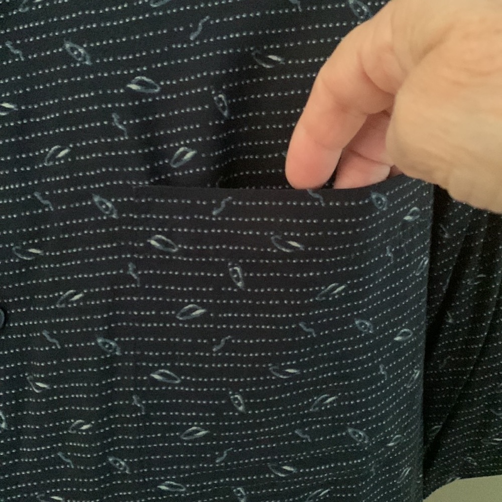 Mens Crazy Horse Navy Blue Print Button Down Shirt sz L - Picture 3 of 6